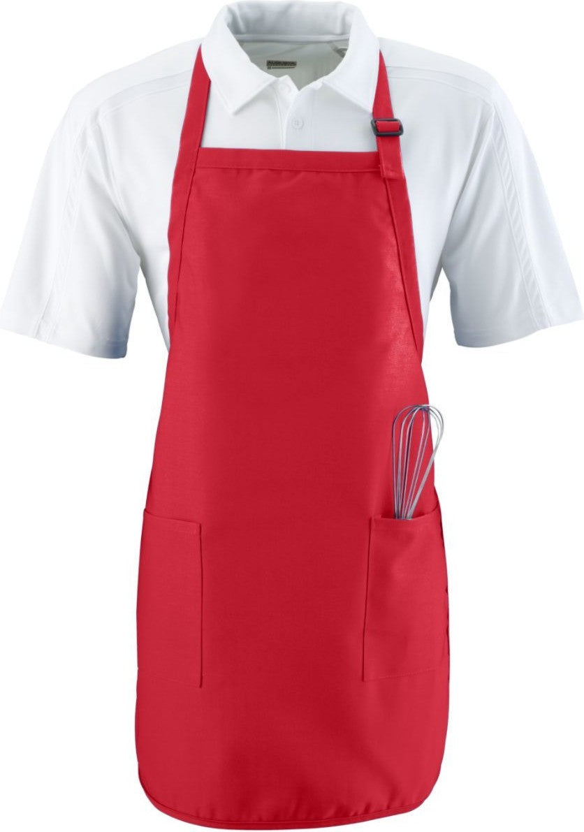 RED FULL LENGTH APRON W/ PKTS
