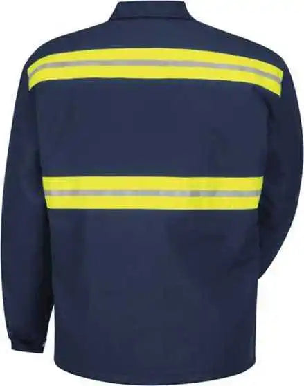 Red Kap Jt50enl Enhanced Visibility Perma-lined Panel Jacket - Long Sizes - Navy