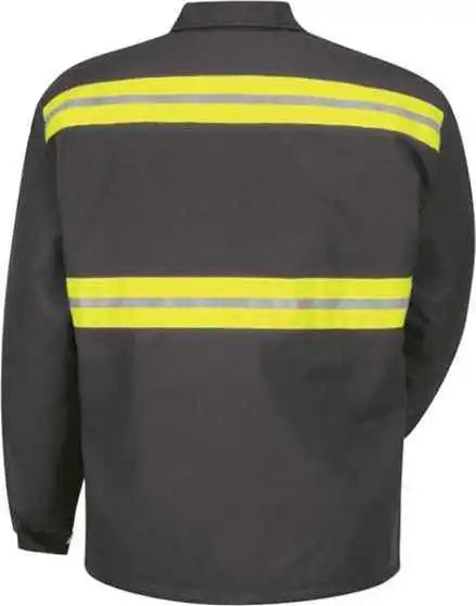 Red Kap Jt50enl Enhanced Visibility Perma Lined Panel Jacket Long Sizes Charcoal