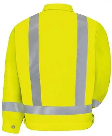 Red Kap Jy32l Hi-visibility Ike Jacket - Long Sizes - Hv-fluorescent Yellow Green