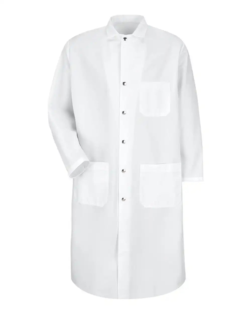 Red Kap Ks58 Snap-front Spun Polyester Butcher Coat - White / Xs