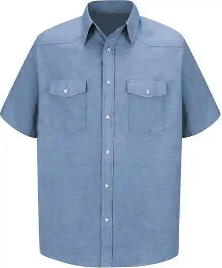Red Kap Sc24 Deluxe Western Style Short Sleeve Shirt Light Blue