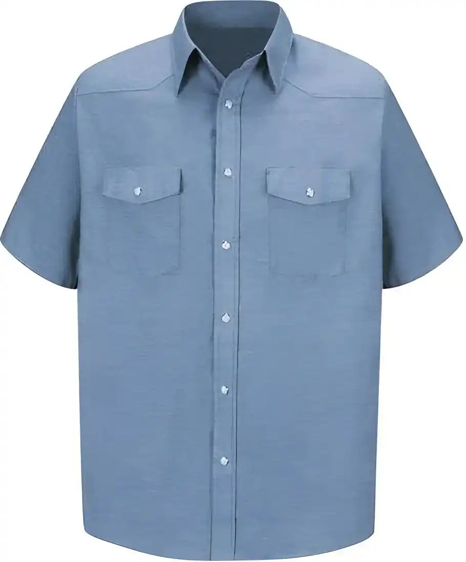 Red Kap Sc24l Deluxe Western Style Short Sleeve Shirt Long Sizes Light Blue