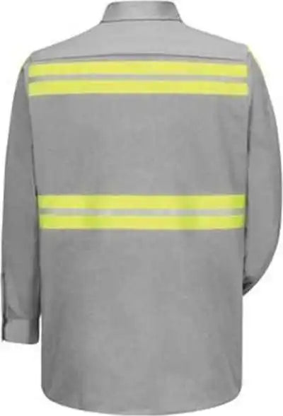 Red Kap Sc30el Enhanced Visibility Cotton Work Shirt Long Sizes Gy Gray