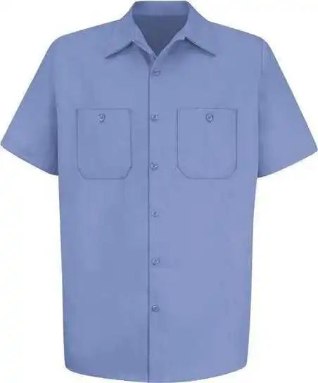 Red Kap Sc40 Cotton Short Sleeve Uniform Shirt Light Blue
