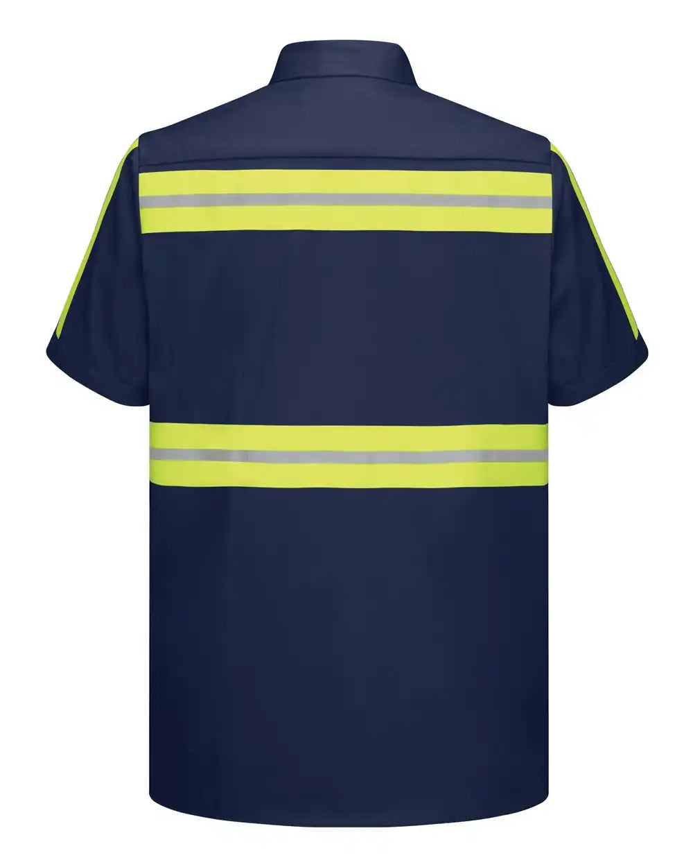 Red Kap Sc40e Enhanced Visibility Short Sleeve Cotton Work Shirt - Navy Yellow Trim - Navy/ / s
