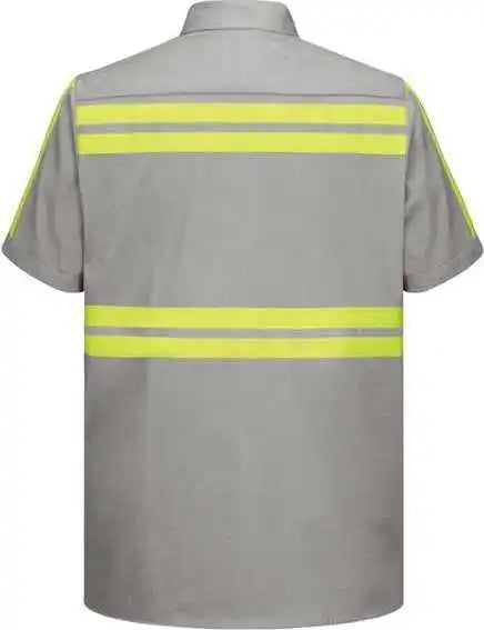 Red Kap Sc40el Enhanced Visibility Short Sleeve Cotton Work Shirt Long Sizes - Gray