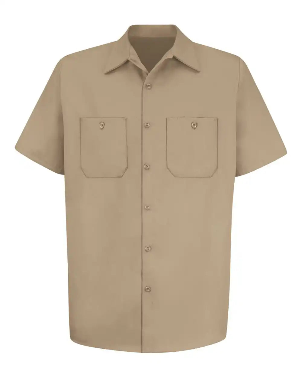 Red Kap Sc40t Cotton Short Sleeve Uniform Shirt - Tall Sizes - Khaki - Lt