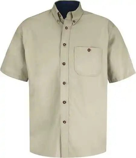 Red Kap Sc64 Short Sleeve 100% Cotton Dress Shirt Stone