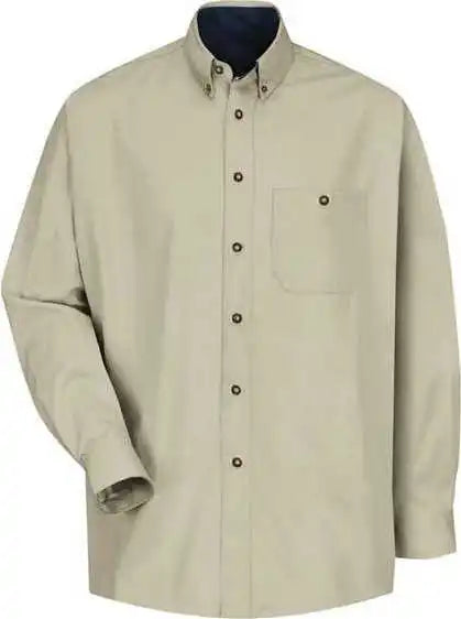 Red Kap Sc74 Short Sleeve Cotton Contrast Dress Shirt Stone