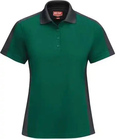 Red Kap Sk53 Women’s Short Sleeve Performance Knit Two-tone Polo - Hunter Green Charcoal