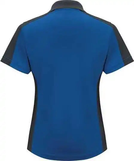 Red Kap Sk53 Women’s Short Sleeve Performance Knit Two Tone Polo Royal Blue Charcoal
