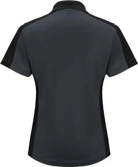 Red Kap Sk53 Women’s Short Sleeve Performance Knit Two-tone Polo - Charcoal Black