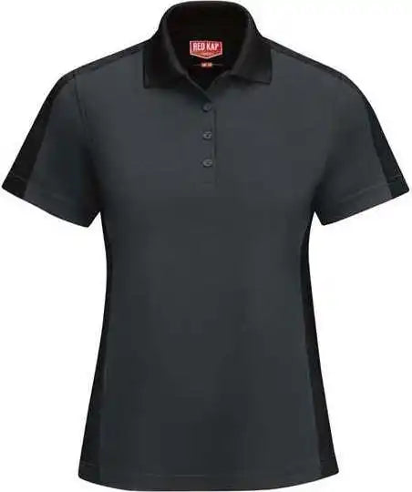 Red Kap Sk53 Women’s Short Sleeve Performance Knit Two-tone Polo - Charcoal Black