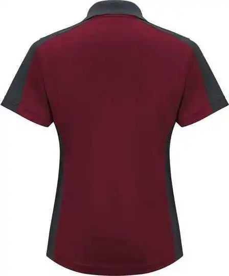Red Kap Sk53 Women’s Short Sleeve Performance Knit Two-tone Polo - Burgundy Charcoal