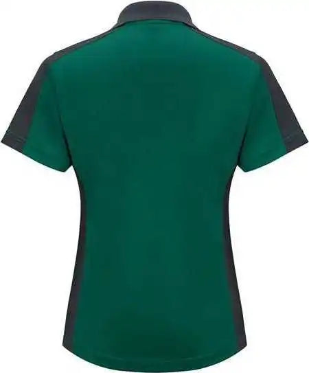 Red Kap Sk53 Women’s Short Sleeve Performance Knit Two-tone Polo - Hunter Green Charcoal