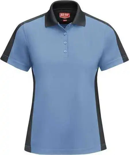 Red Kap Sk53 Women’s Short Sleeve Performance Knit Two-tone Polo - Medium Blue Charcoal