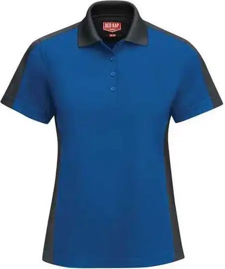 Red Kap Sk53 Women’s Short Sleeve Performance Knit Two Tone Polo Royal Blue Charcoal