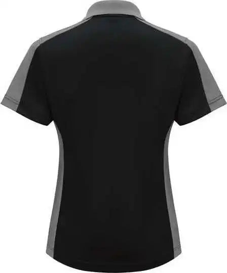 Red Kap Sk53 Women’s Short Sleeve Performance Knit Two-tone Polo - Black Charcoal