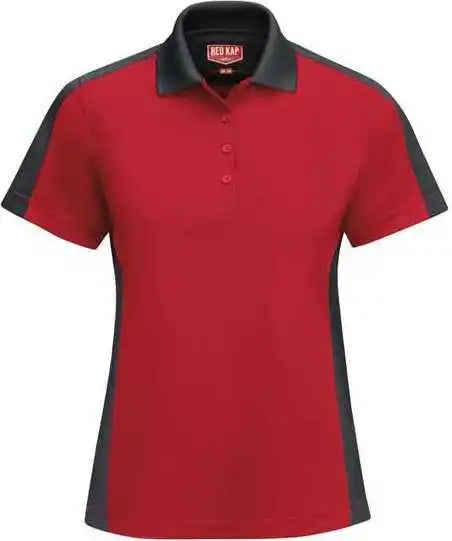 Red Kap Sk53 Women’s Short Sleeve Performance Knit Two-tone Polo - Charcoal