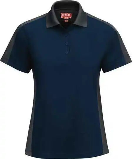 Red Kap Sk53 Women’s Short Sleeve Performance Knit Two-tone Polo - Navy Charcoal