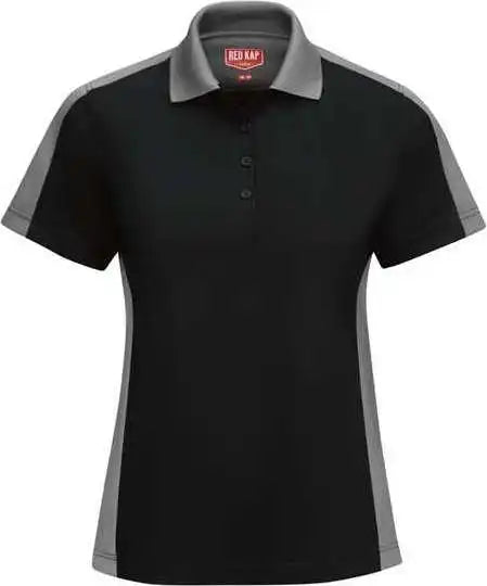 Red Kap Sk53 Women’s Short Sleeve Performance Knit Two-tone Polo - Black Charcoal