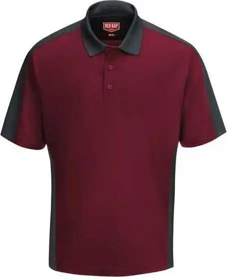 Red Kap Sk54 Short Sleeve Performance Knit Two Tone Polo - Burgundy Charcoal
