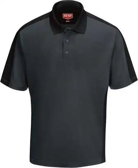 Red Kap Sk54 Short Sleeve Performance Knit Two Tone Polo - Charcoal Black