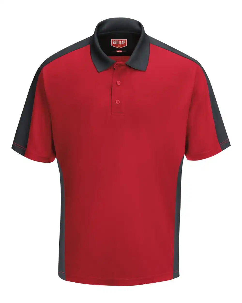 Red Kap Sk54 Short Sleeve Performance Knit Two Tone Polo - Charcoal - Red/ / s