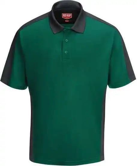 Red Kap Sk54 Short Sleeve Performance Knit Two Tone Polo Hunter Green Charcoal