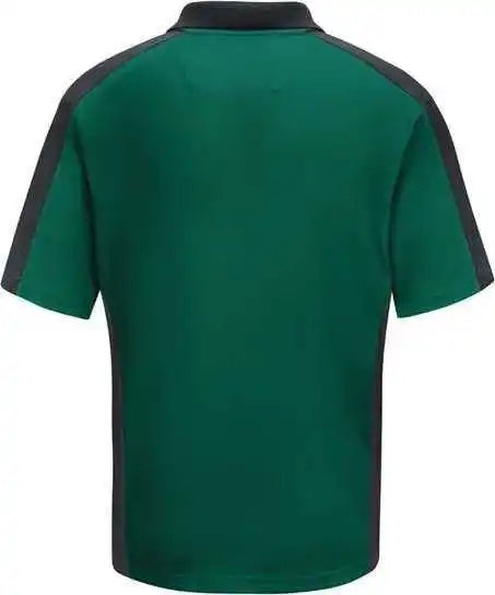 Red Kap Sk54 Short Sleeve Performance Knit Two Tone Polo Hunter Green Charcoal