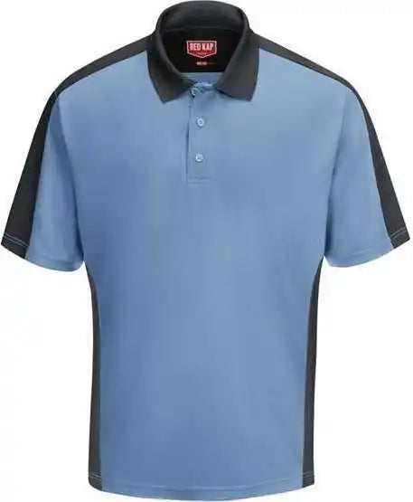 Red Kap Sk54 Short Sleeve Performance Knit Two Tone Polo - Medium Blue Charcoal