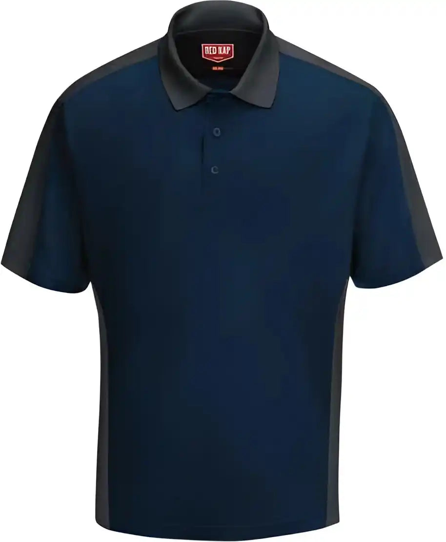 Red Kap Sk54 Short Sleeve Performance Knit Two Tone Polo - Navy Charcoal