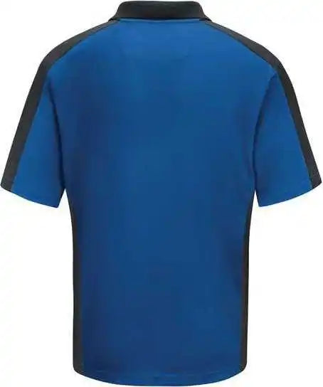 Red Kap Sk54 Short Sleeve Performance Knit Two Tone Polo Royal Blue Charcoal