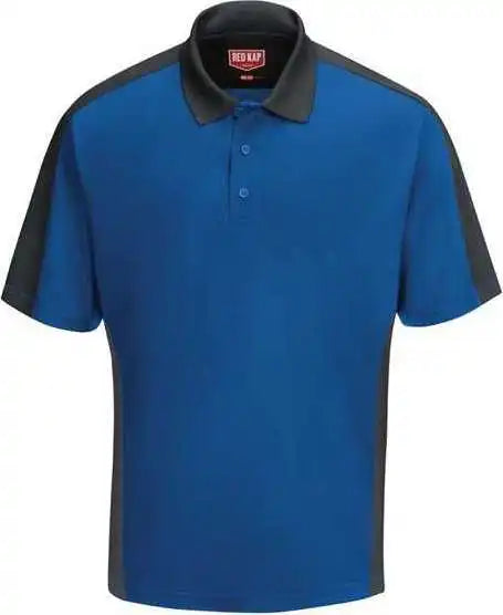 Red Kap Sk54 Short Sleeve Performance Knit Two Tone Polo Royal Blue Charcoal