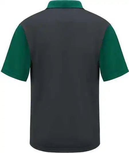 Red Kap Sk56 Short Sleeve Performance Knit Color-block Polo - Charcoal Hunter Green