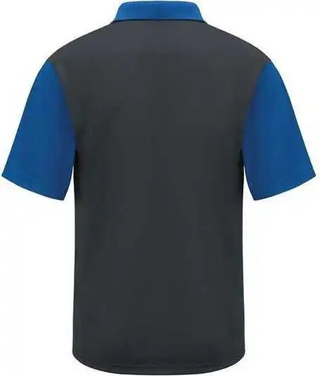 Red Kap Sk56 Short Sleeve Performance Knit Color Block Polo Charcoal Royal