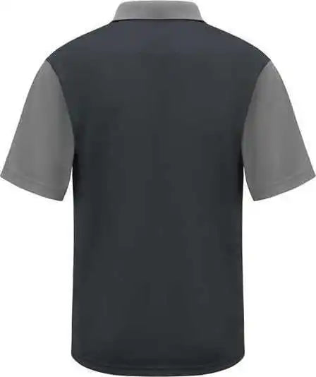 Red Kap Sk56 Short Sleeve Performance Knit Color-block Polo - Charcoal Gray
