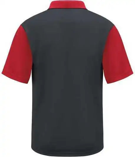 Red Kap Sk56 Short Sleeve Performance Knit Color-block Polo - Charcoal