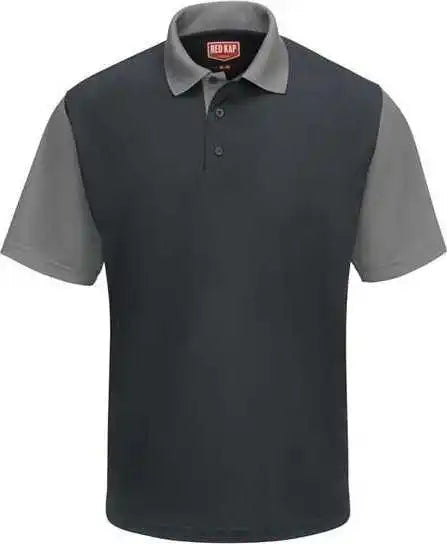 Red Kap Sk56 Short Sleeve Performance Knit Color-block Polo - Charcoal Gray