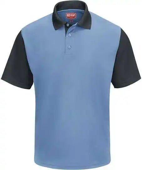 Red Kap Sk56 Short Sleeve Performance Knit Color-block Polo - Medium Blue Charcoal