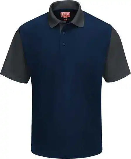 Red Kap Sk56 Short Sleeve Performance Knit Color Block Polo Navy Charcoal