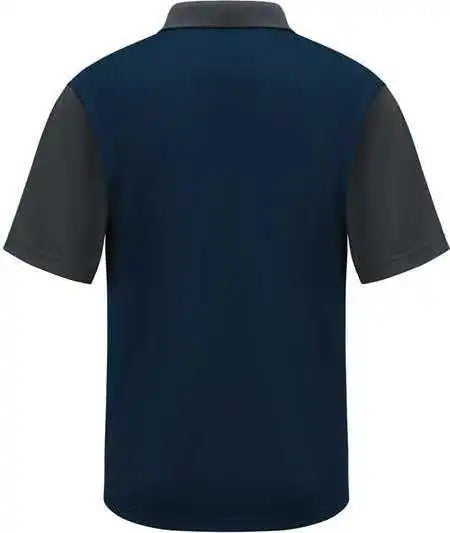 Red Kap Sk56 Short Sleeve Performance Knit Color Block Polo Navy Charcoal