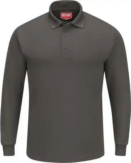 Red Kap Sk6l Long Sleeve Performance Knit Polo Charcoal