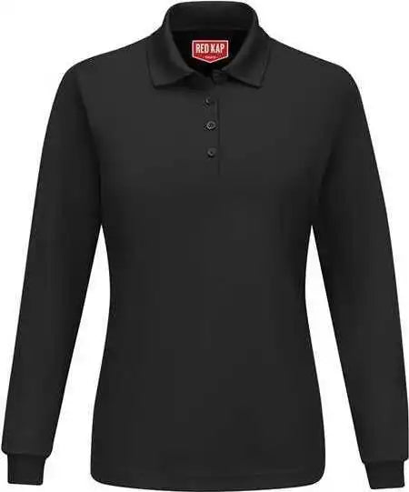 Red Kap Sk7l Women’s Long Sleeve Performance Knit Polo - Black