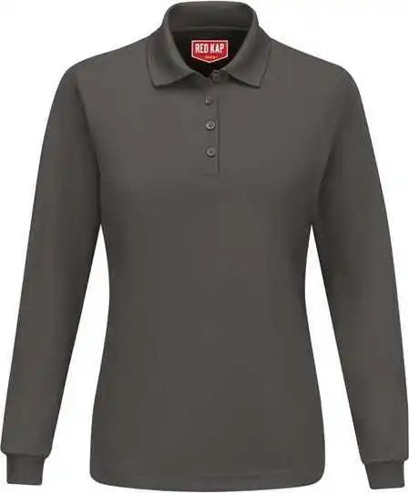 Red Kap Sk7l Women’s Long Sleeve Performance Knit Polo - Charcoal