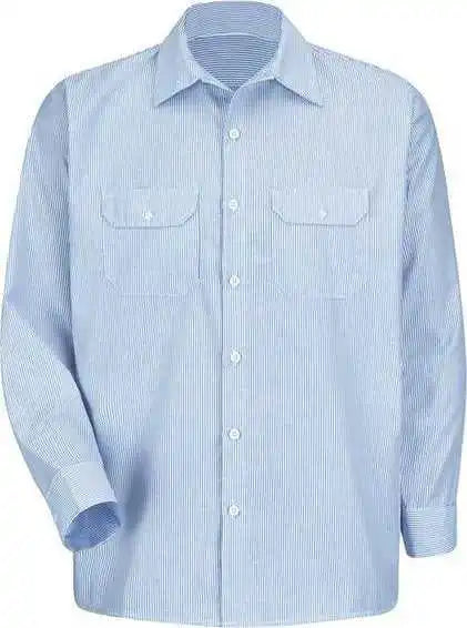 Red Kap Sl50 Deluxe Long Sleeve Uniform Shirt - White Blue Pinstripe