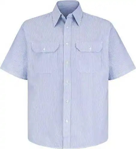 Red Kap Sl60l Deluxe Short Sleeve Uniform Shirt Long Sizes - White Blue Pinstripe