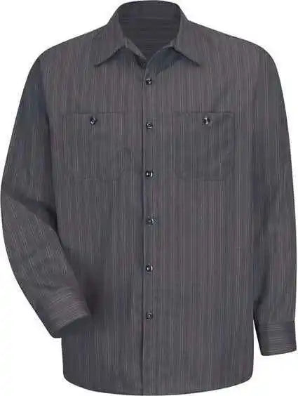 Red Kap Sp10 Premium Long Sleeve Work Shirt Charcoal Blue White Stripe