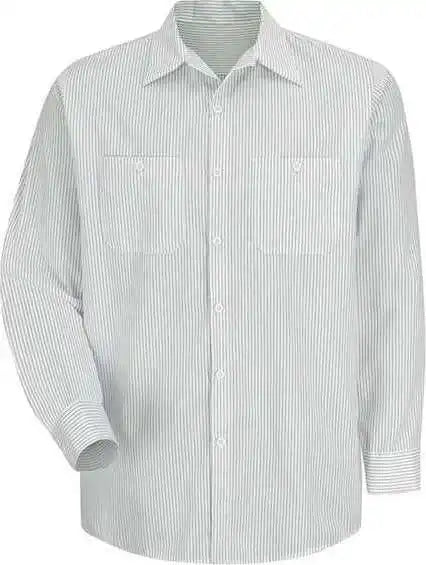 Red Kap Sp10 Premium Long Sleeve Work Shirt Gw White Green Stripe